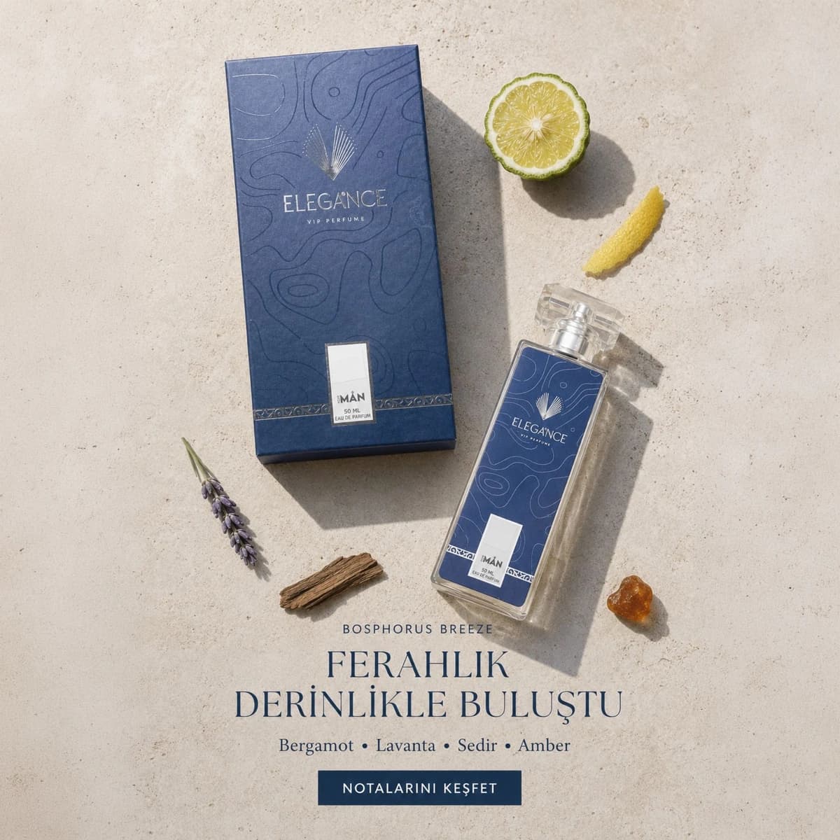 Bosphorus Breeze Edp 50 ml – Ferah Aromatik ve Odunsu Erkek Parfümü (E-113)