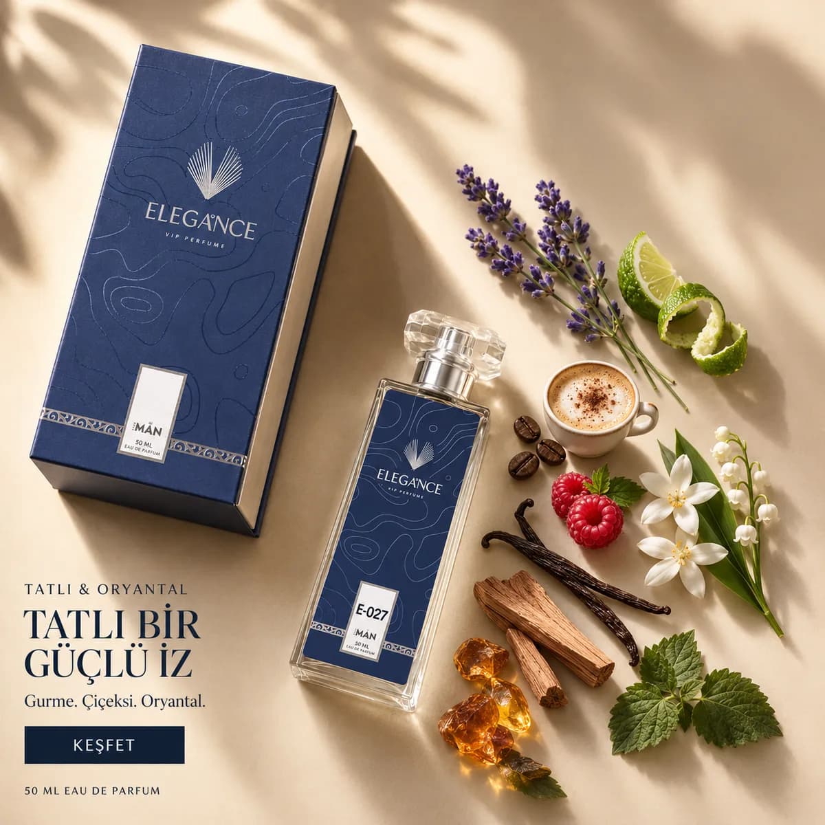 E-027 Edp 50 ml – Tatlı ve Oryantal Erkek Parfümü