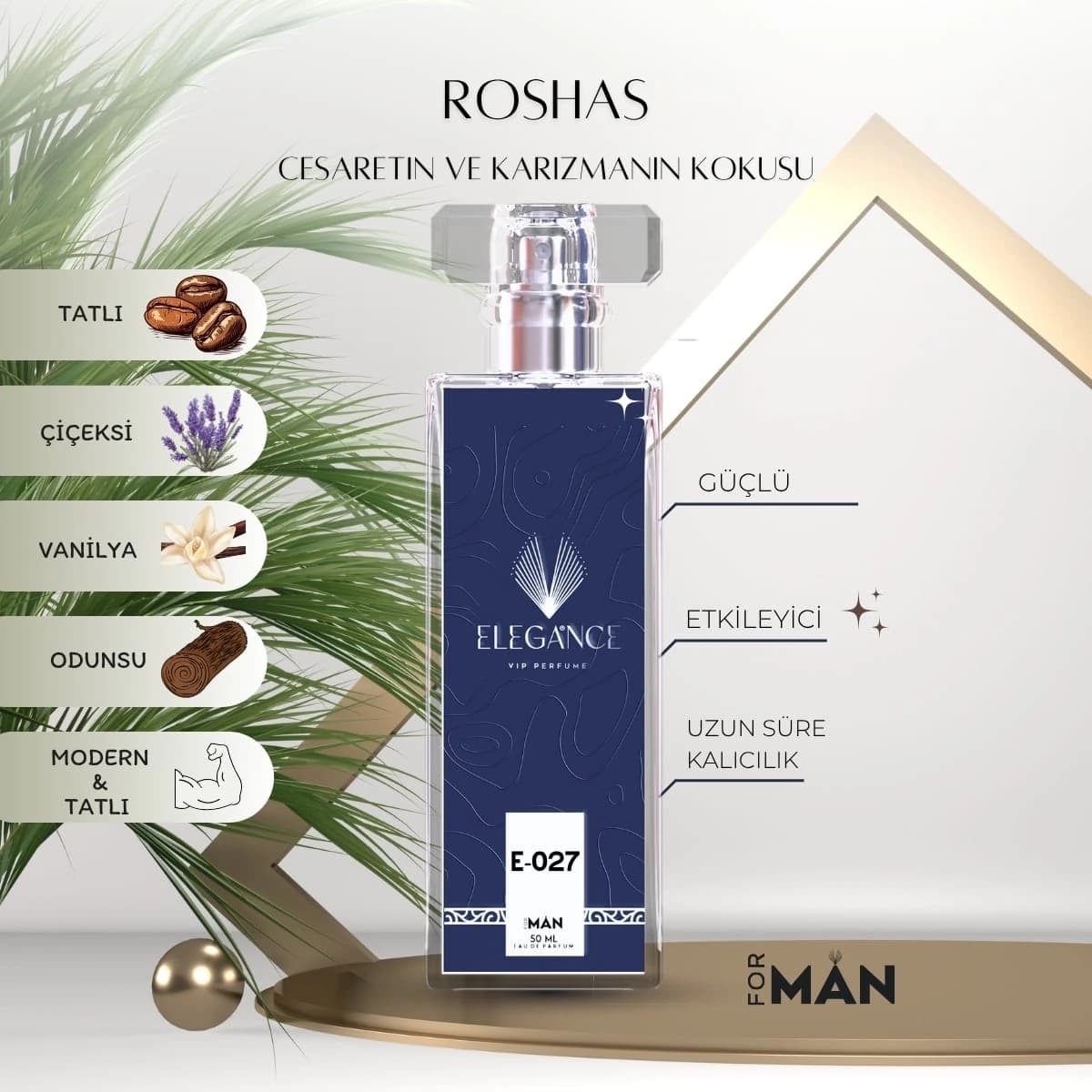 Rochas Man Edp 50 ml – Tatlı ve Oryantal Erkek Parfümü (E-027)