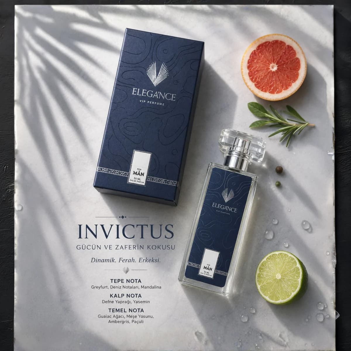 E-037 "Invictus" Edp 50 ml– Oryantal ve Fresh Erkek Parfümü