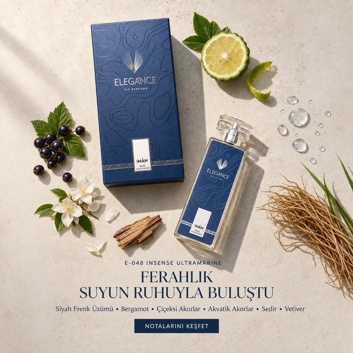 Insense Ultramarine Edp 50 ml – Ferah ve Akvatik Erkek Parfümü (E-048)