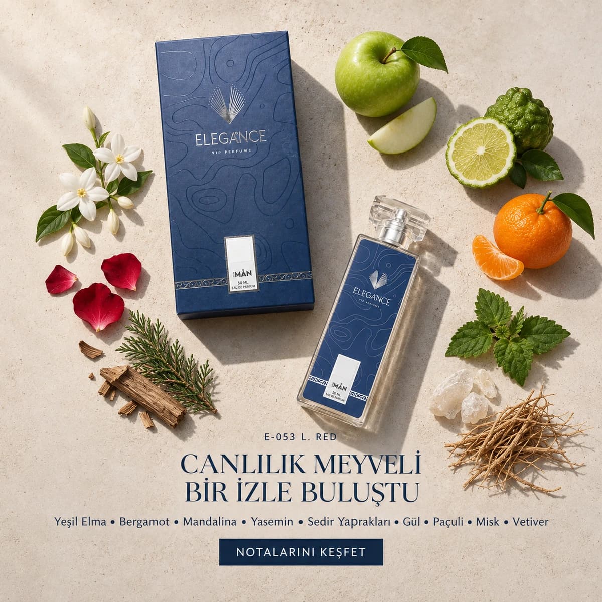 L. Red Edp 50 ml – Ferah ve Meyveli Erkek Parfümü (E-053)