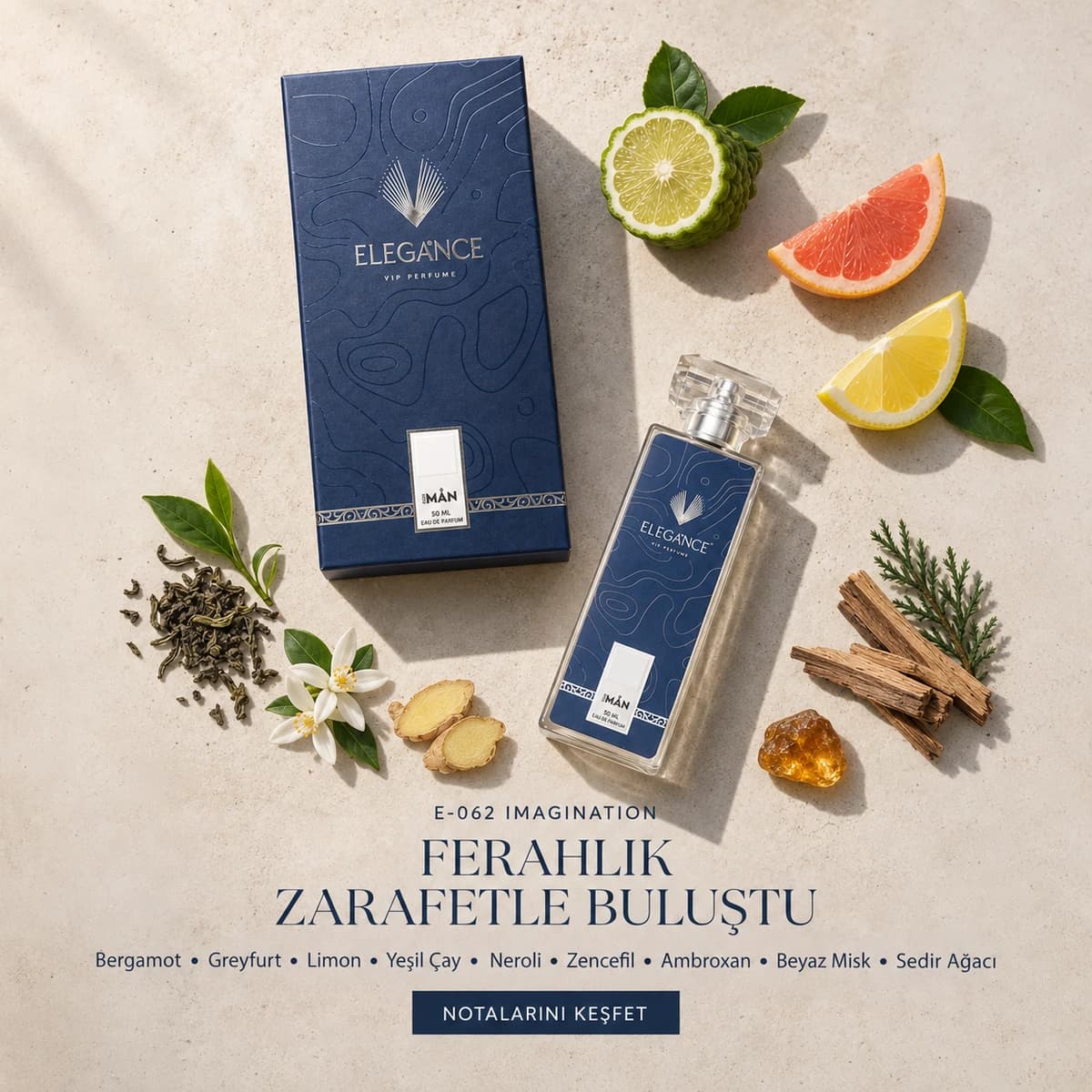 Imagination Edp 50 ml – Fresh ve Narenciye Erkek Parfümü (E-062)
