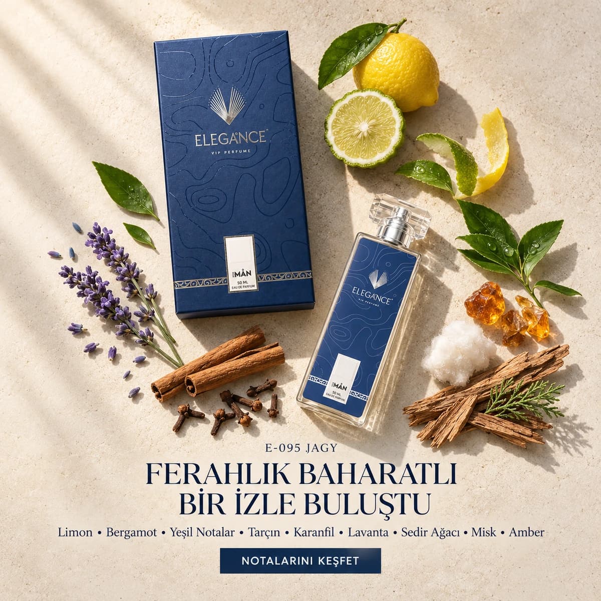 Jagy Edp 50 ml – Fresh ve Baharatlı Erkek Parfümü (E-095)