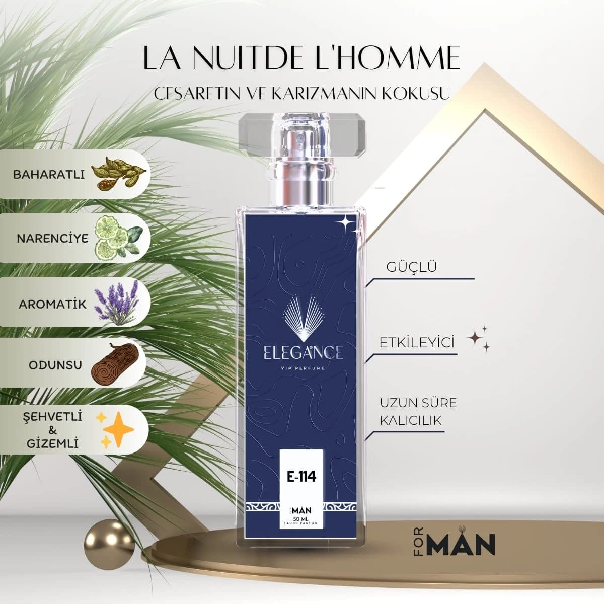 La Nuit de L’Homme Edp 50 ml – Baharatlı ve Odunsu Erkek Parfümü (E-114)
