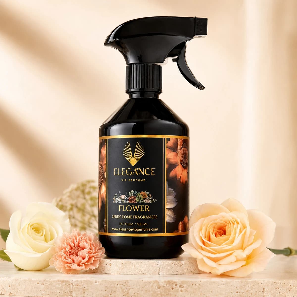 Flower Oda ve Ortam Kokusu Sprey 500 ml – Çiçeksi, Ferah ve Yüksek Performanslı Koku | Elegance Home Fragrance