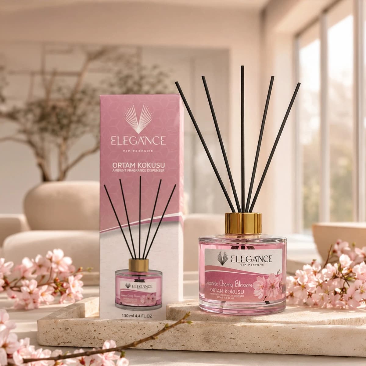 Japon Kiraz Çiçeği Bambu Cubuklu Ortam Ve Oda Kokusu (130 Ml)