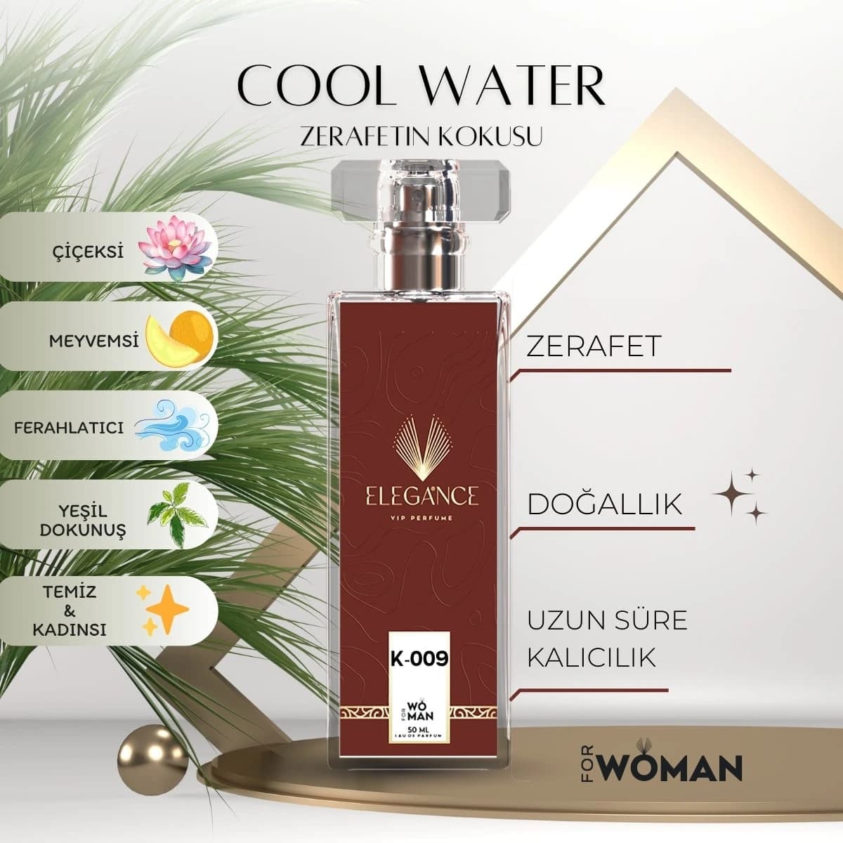 Cool Water Edp 50 ml – Ferah, Su Notalı ve Fresh Kadın Parfümü (K-009)