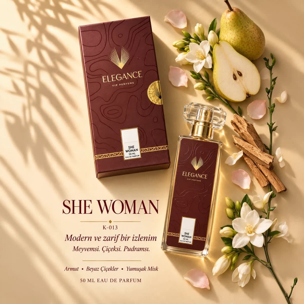 She Edp 50 ml – Romantik Çiçeksi Zarafet ve Yumuşak Feminen Dokunuş (K-013)