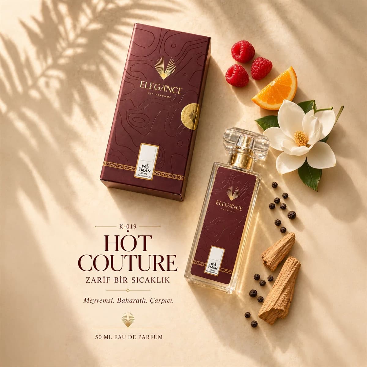 Hot Couture Edp 50 ml – Meyvemsi, Baharatlı ve Çiçeksi Kadın Parfümü (K-019)