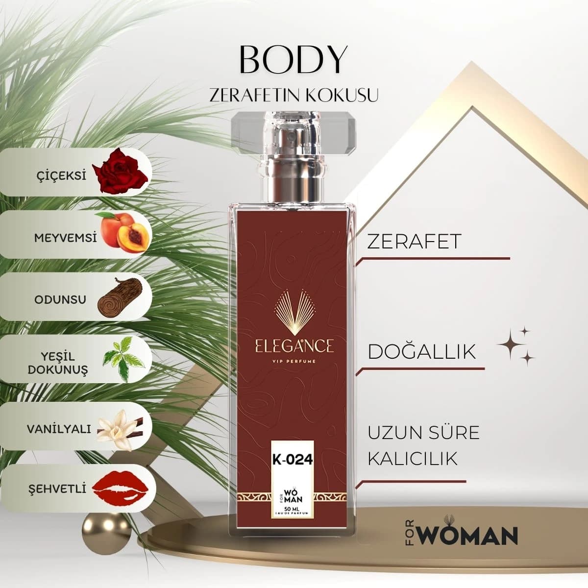 Body Edp 50 ml – Çiçeksi ve Odunsu Kadın Parfümü (K-024)