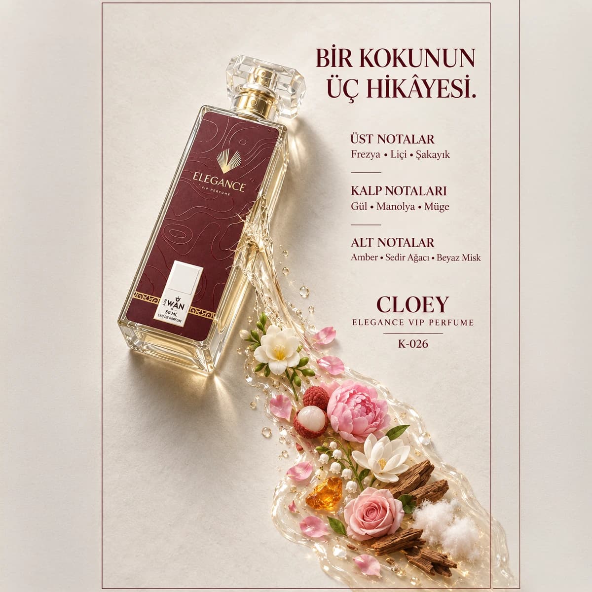 Cloey Edp 50 ml– Pudralı ve Çiçeksi Kadın Parfümü (K-026)