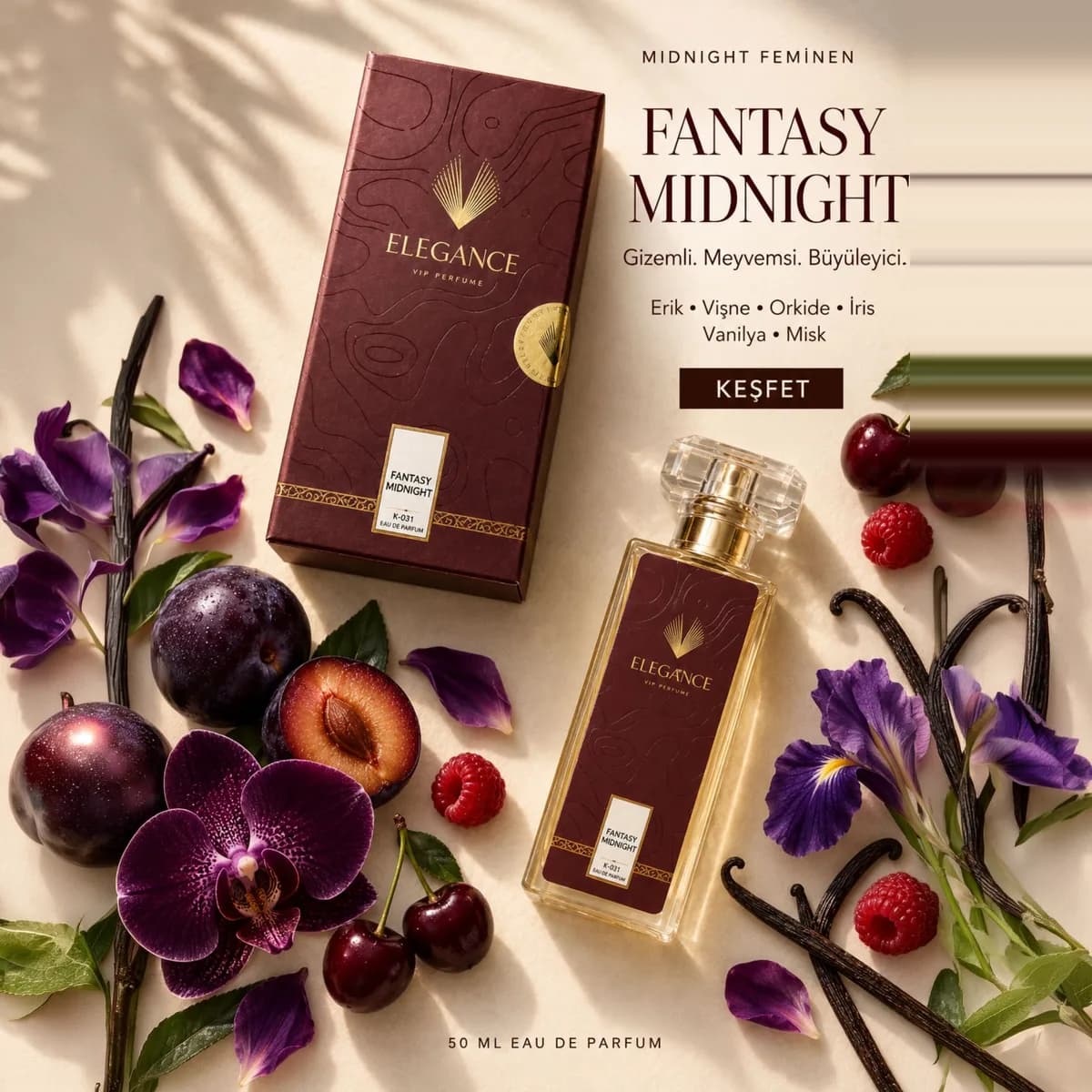 K-031 Edp 50 ml – Meyvemsi ve Vanilyalı Kadın Parfümü