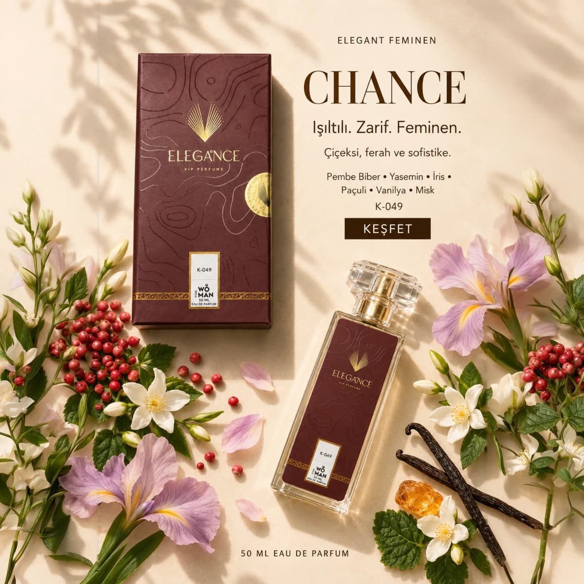 Chance Edp 50 ml – Çiçeksi ve Ferah Kadın Parfümü (K-049)