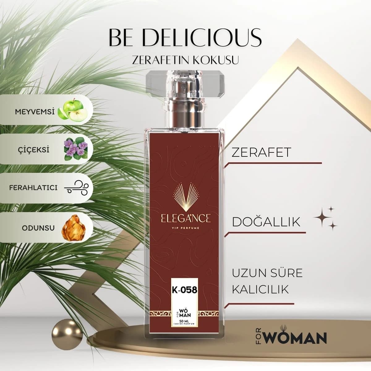 Be Delicious Edp 50 ml – Meyvemsi ve Fresh Kadın Parfümü (K-058) - Yeşil Elma