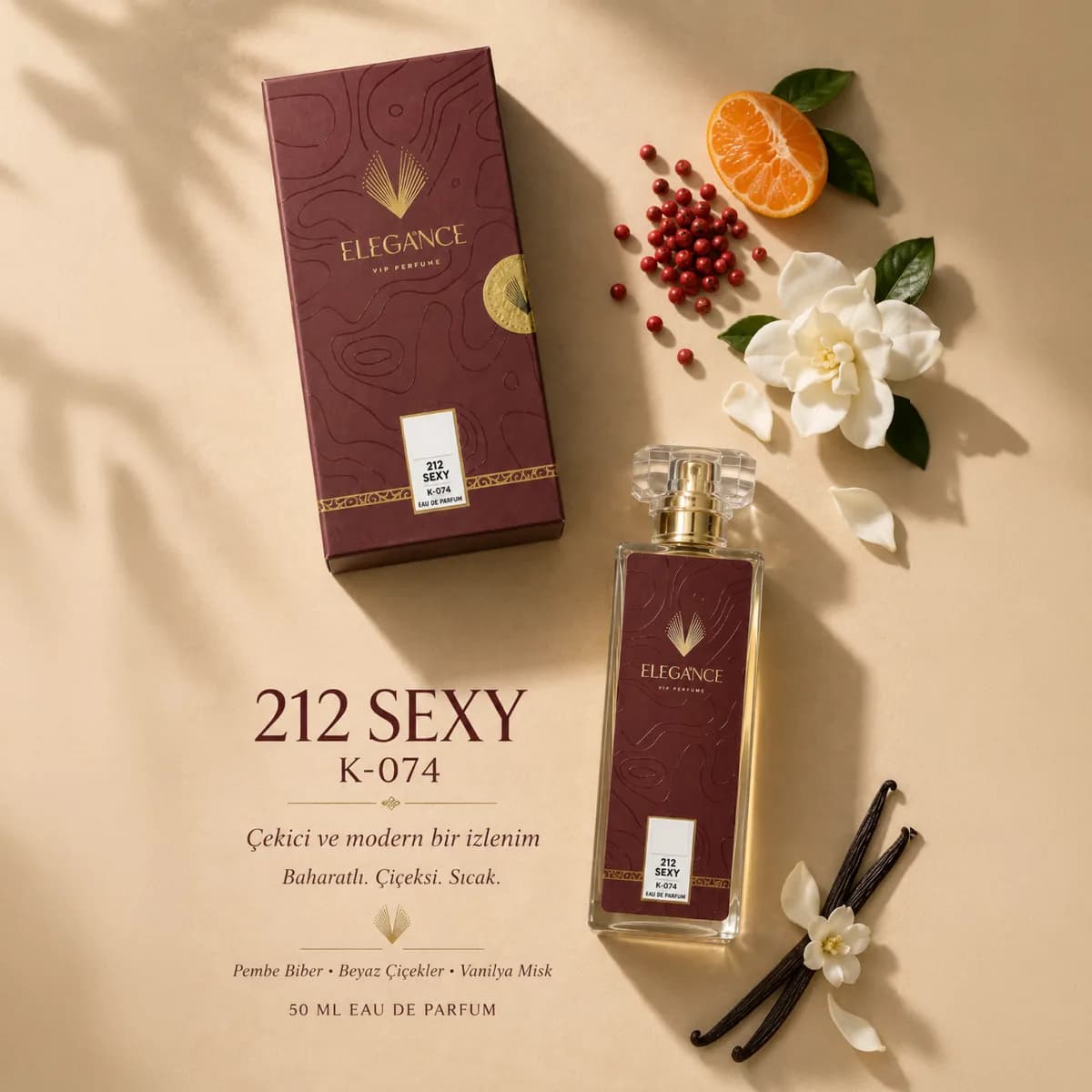 212 Sexy Edp 50 ml – Oryantal ve Baharatlı Kadın Parfümü (K-074)