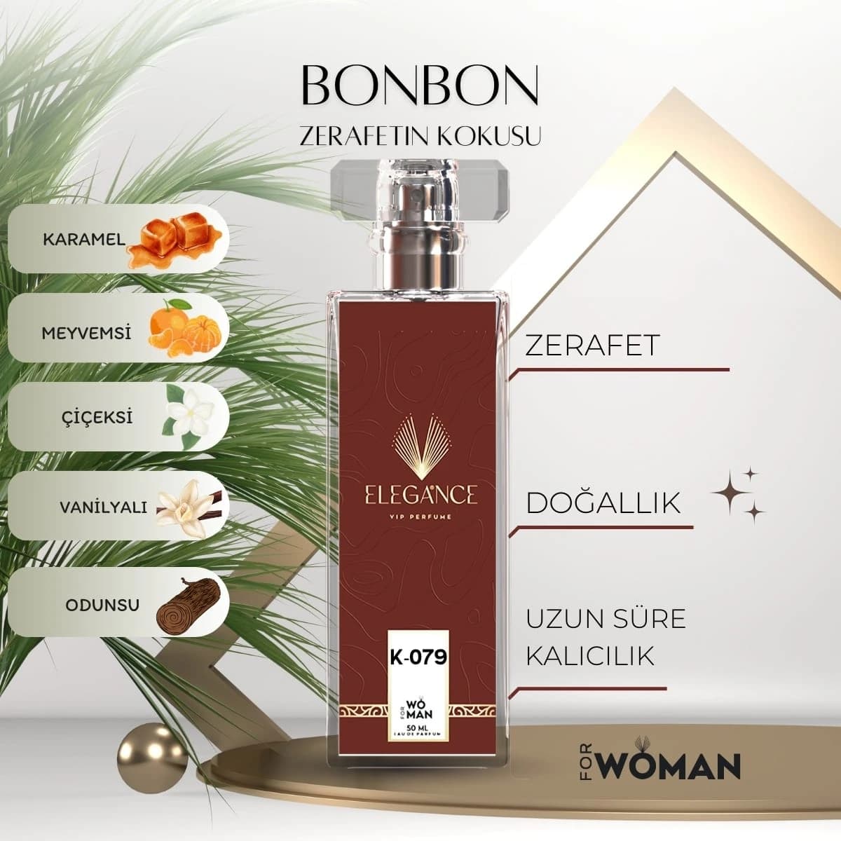 Bonbon Edp 50 ml – Tatlı, Vanilyalı ve Oryantal Kadın Parfümü (K-079)