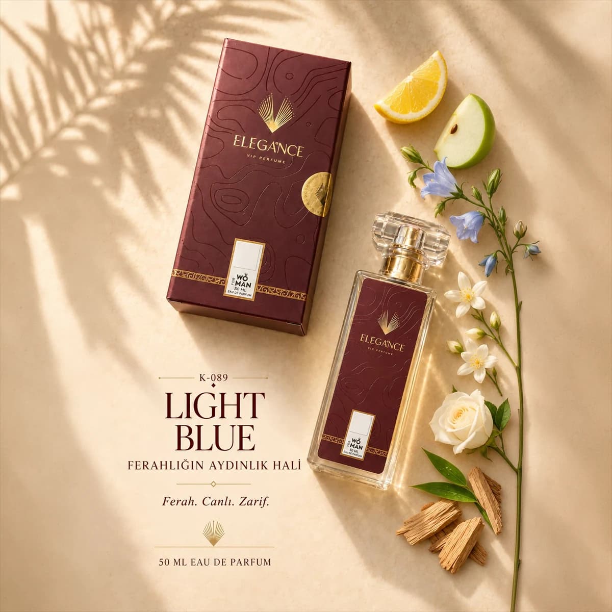 Light Blue Edp 50 ml – Fresh, Meyvemsi ve Çiçeksi Kadın Parfümü (K-089)