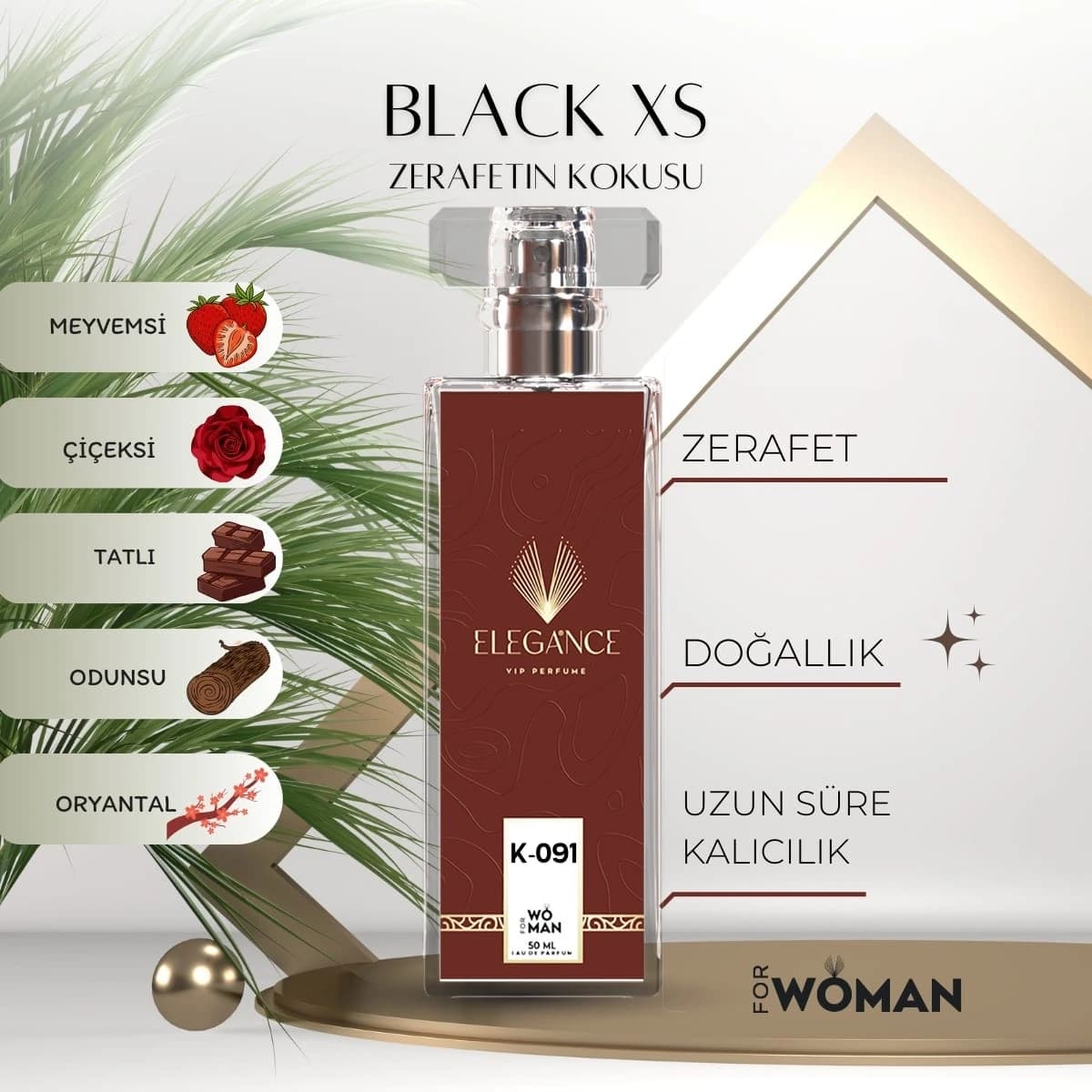 Black XS Edp 50 ml – Meyvemsi, Tatlı ve Oryantal Kadın Parfümü (K-091)