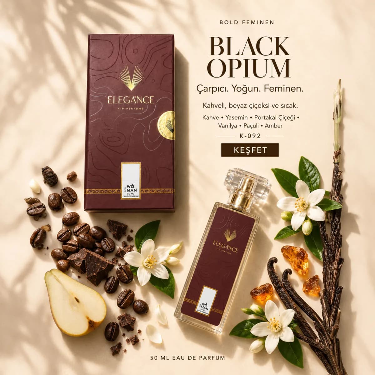 Black Opium Edp 50 ml – Tatlı, Kahveli ve Oryantal Kadın Parfümü (K-092)