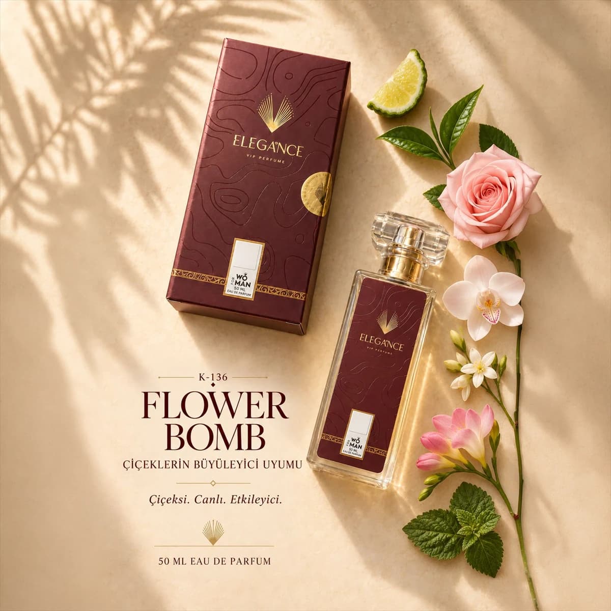 Flower Bomb Edp 50 ml – Çiçeksi ve Oryantal Kadın Parfümü (K-136)