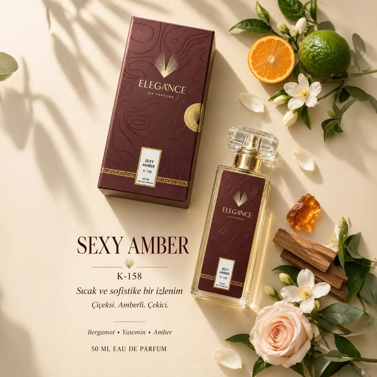 Sexy Amber Edp 50 ml – Oryantal Sıcaklık ve Çiçeksi Feminen Zarafet (K-158)