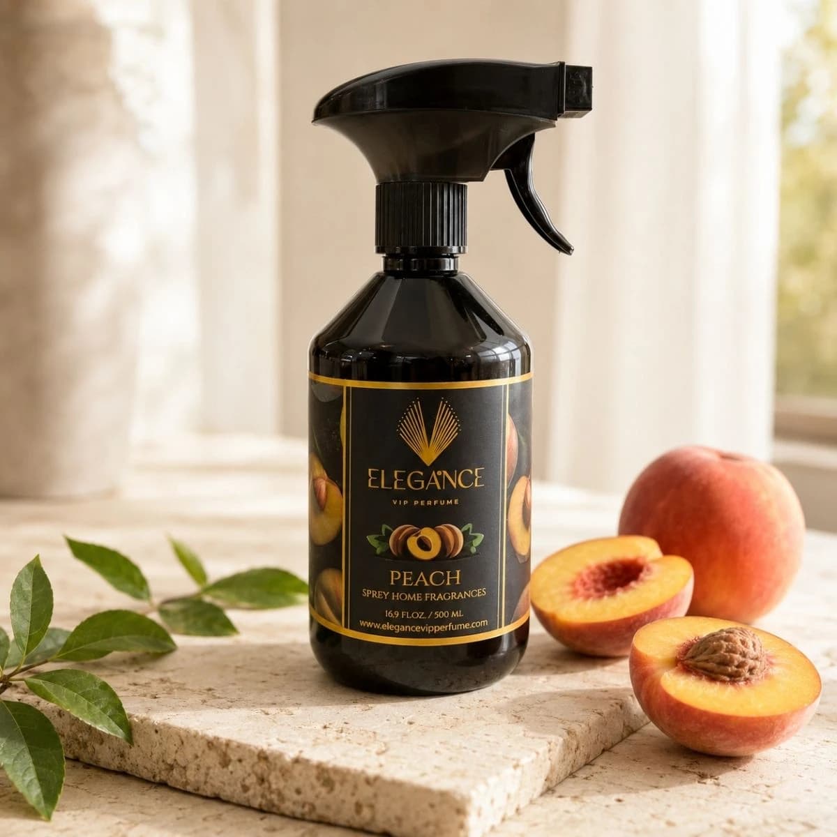 Şeftali Bahçesi Oda ve Ortam Kokusu Sprey 500 ml – Tatlı, Ferah ve Yüksek Performanslı Koku | Elegance Home Fragrance