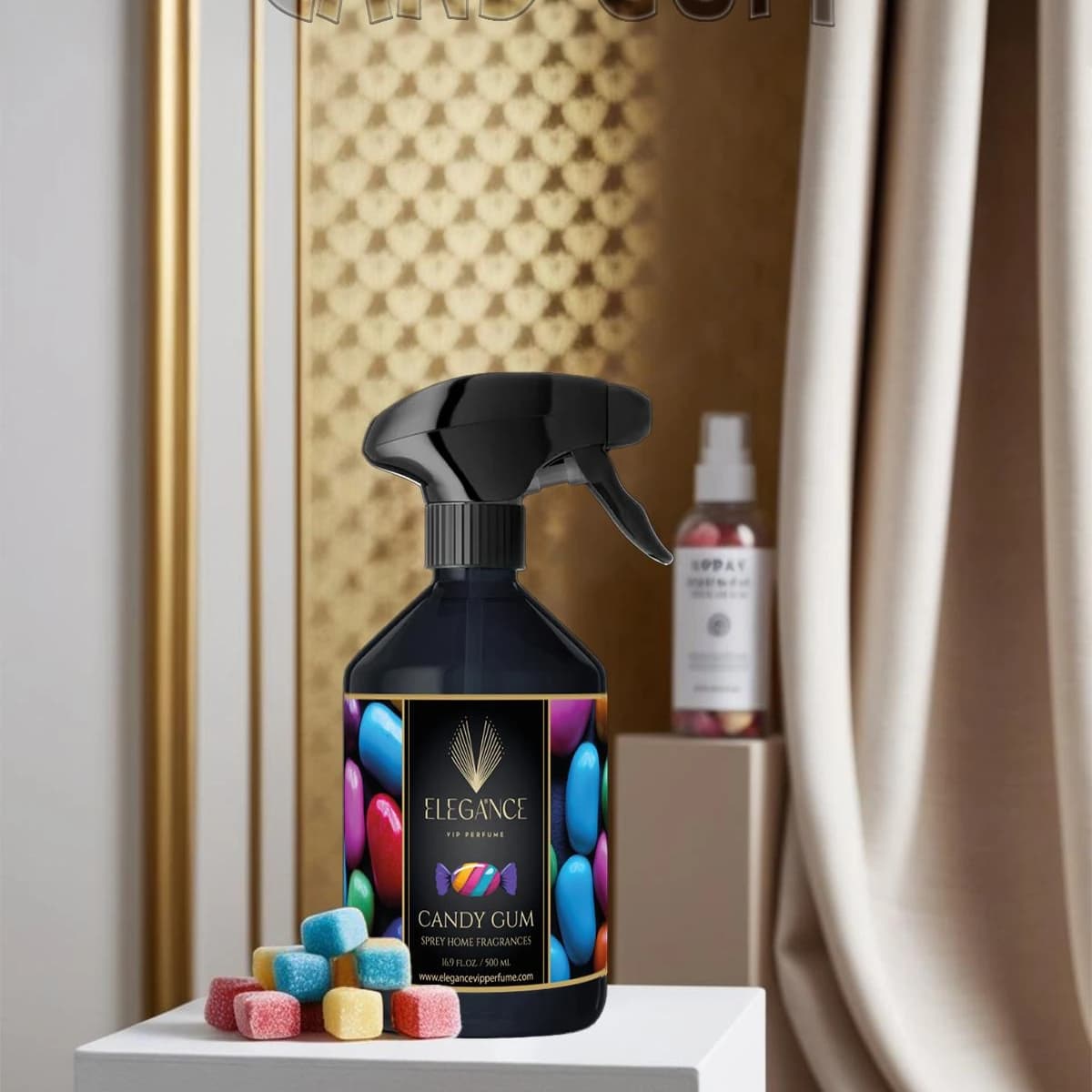 Şekerli Sakız Oda ve Ortam Kokusu Sprey 500 ml – Tatlı, Eğlenceli ve Kalıcı Koku | Elegance Home Fragrance