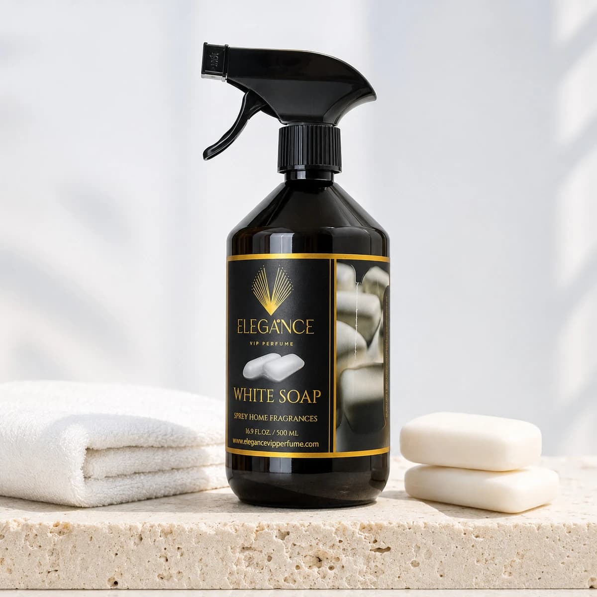 White Soap Oda ve Ortam Kokusu Sprey 500 ml – Temiz, Pudralı ve Yüksek Performanslı Koku | Elegance Home Fragrance