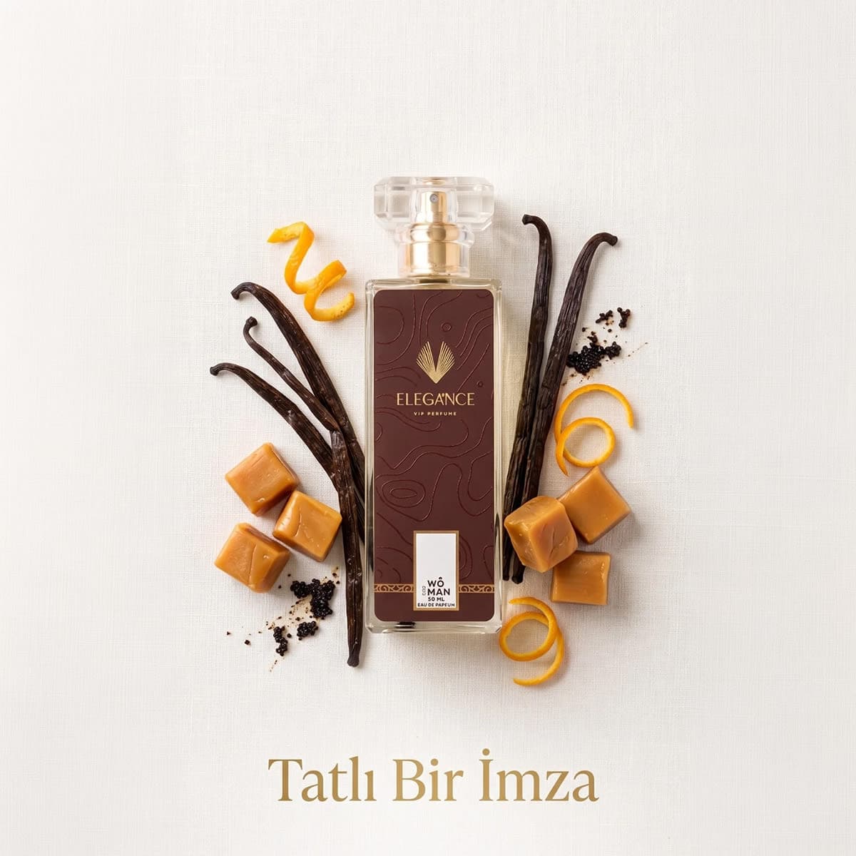 Lira Gourmand Parfüm 50 ml – Karamelli, Vanilyalı ve Portakallı Kadın Parfümü