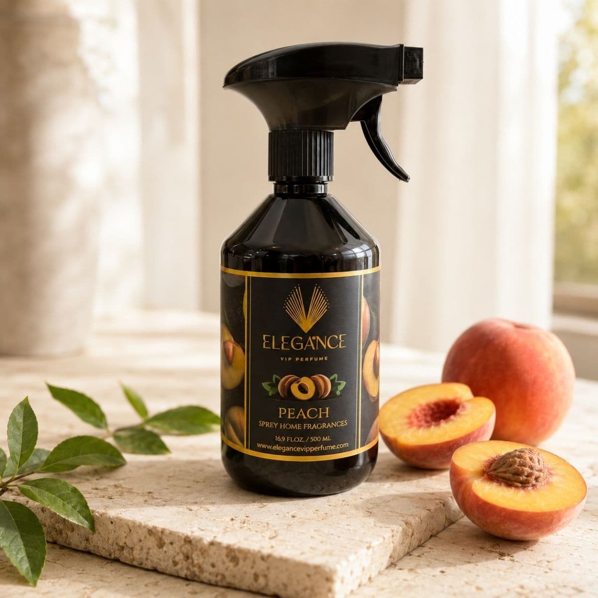 Şeftali Bahçesi Oda ve Ortam Kokusu Sprey 500 ml – Tatlı, Ferah ve Yüksek Performanslı Koku | Elegance Home Fragrance