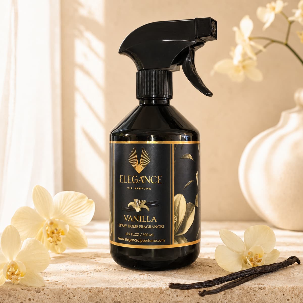 Vanilya Oda ve Ortam Kokusu Sprey 500 ml – Tatlı, Sıcak ve Yüksek Performanslı Koku | Elegance Home Fragrance