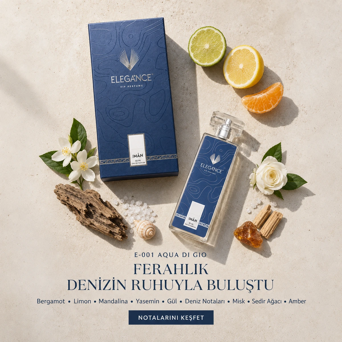 Aqua di Gio Edp 50 ml – Ferah ve Akvatik Erkek Parfümü (E-001)