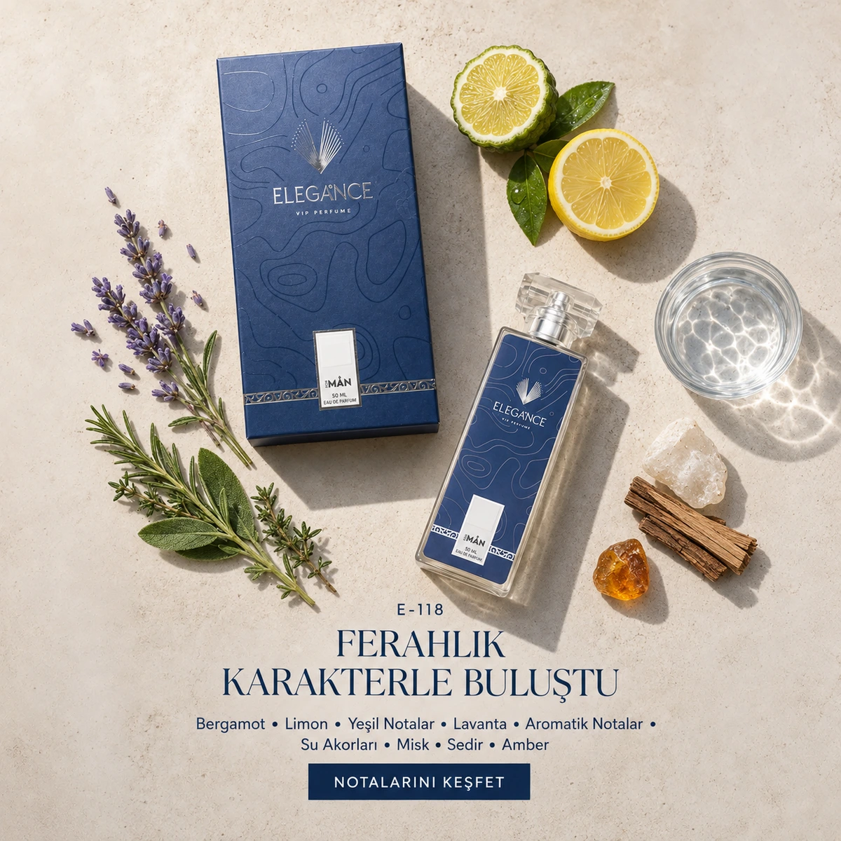 E-118 Edp 50 ml – Odunsu ve Oryantal Erkek Parfümü