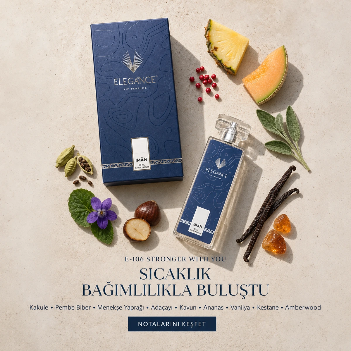 E-027 Edp 50 ml – Tatlı ve Oryantal Erkek Parfümü