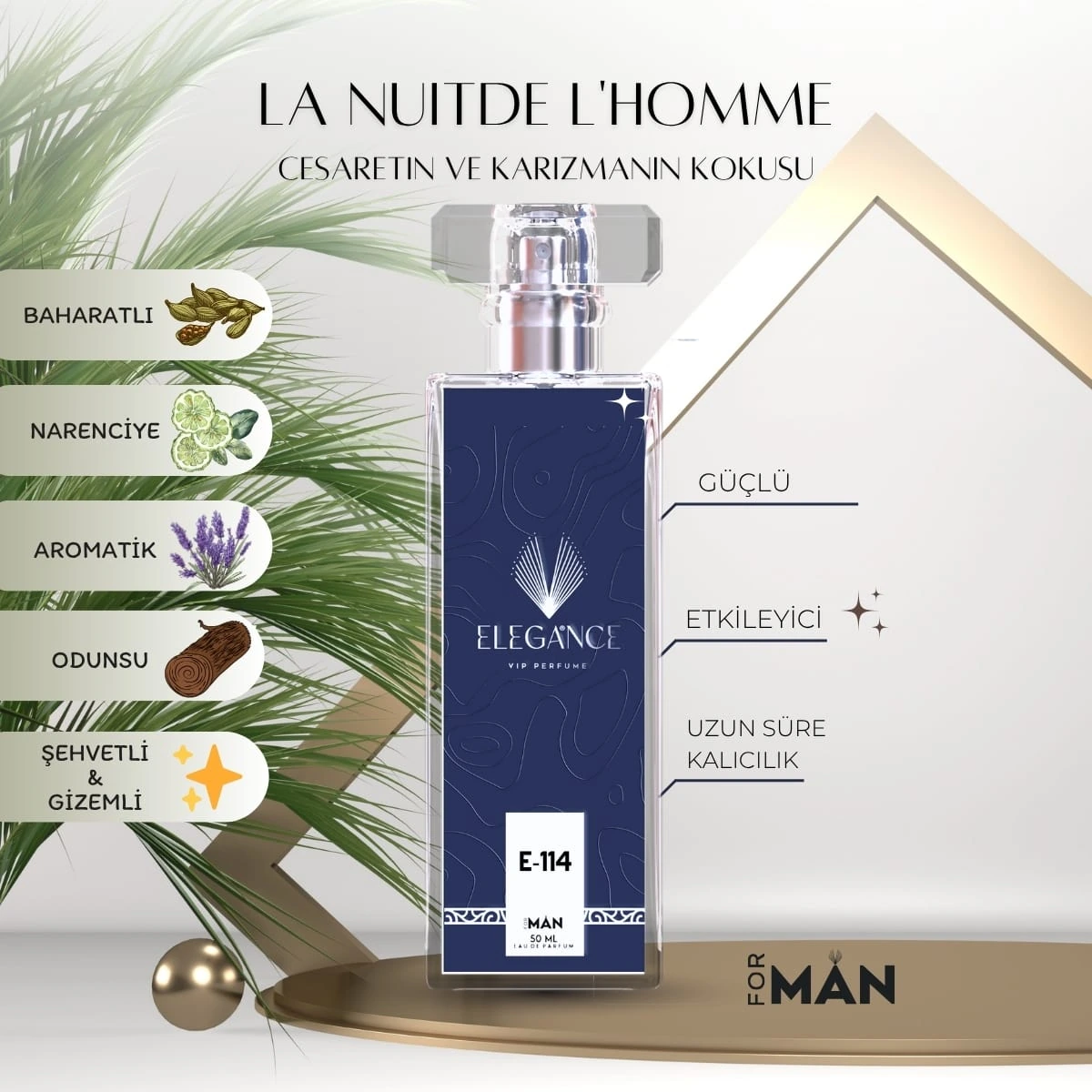 La Nuit de L’Homme Edp 50 ml – Baharatlı ve Odunsu Erkek Parfümü (E-114)