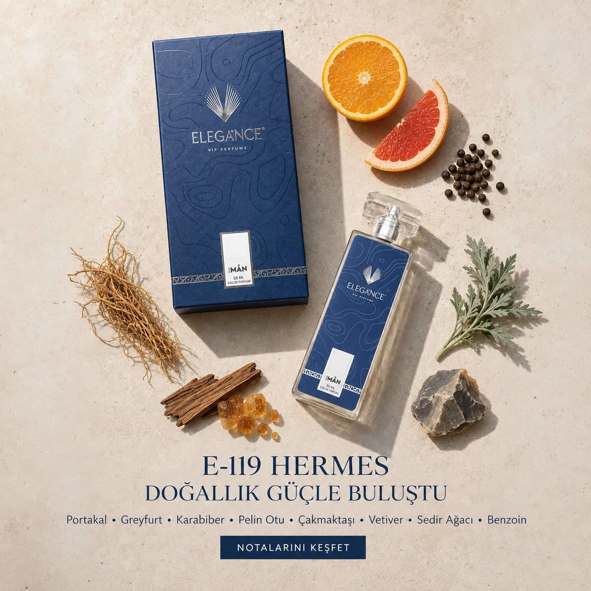 Hermes Edp 50 ml – Odunsu ve Narenciye Erkek Parfümü (E-119)