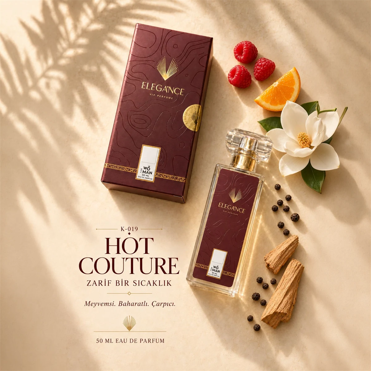 Hot Couture Edp 50 ml – Meyvemsi, Baharatlı ve Çiçeksi Kadın Parfümü (K-019)