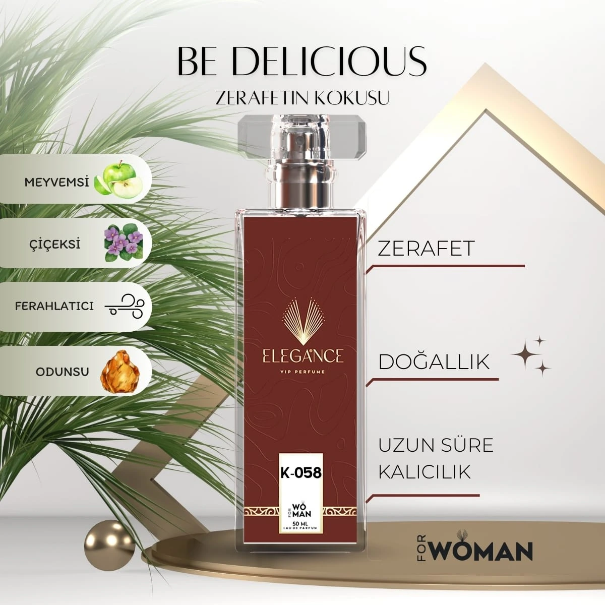 Be Delicious Edp 50 ml – Meyvemsi ve Fresh Kadın Parfümü (K-058) - Yeşil Elma