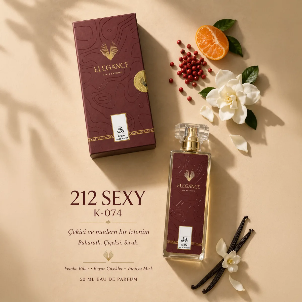 212 Sexy Edp 50 ml – Oryantal ve Baharatlı Kadın Parfümü (K-074)