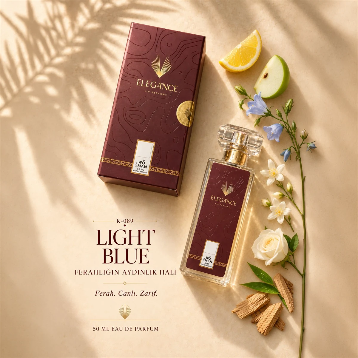Light Blue Edp 50 ml – Fresh, Meyvemsi ve Çiçeksi Kadın Parfümü (K-089)