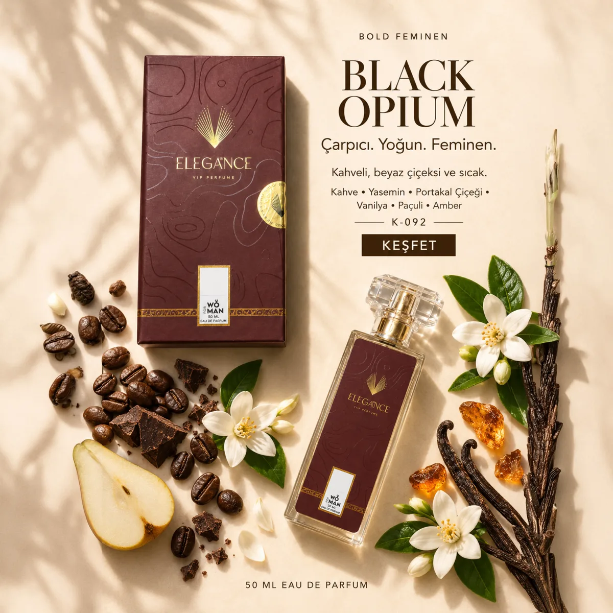 Black Opium Edp 50 ml – Tatlı, Kahveli ve Oryantal Kadın Parfümü (K-092)