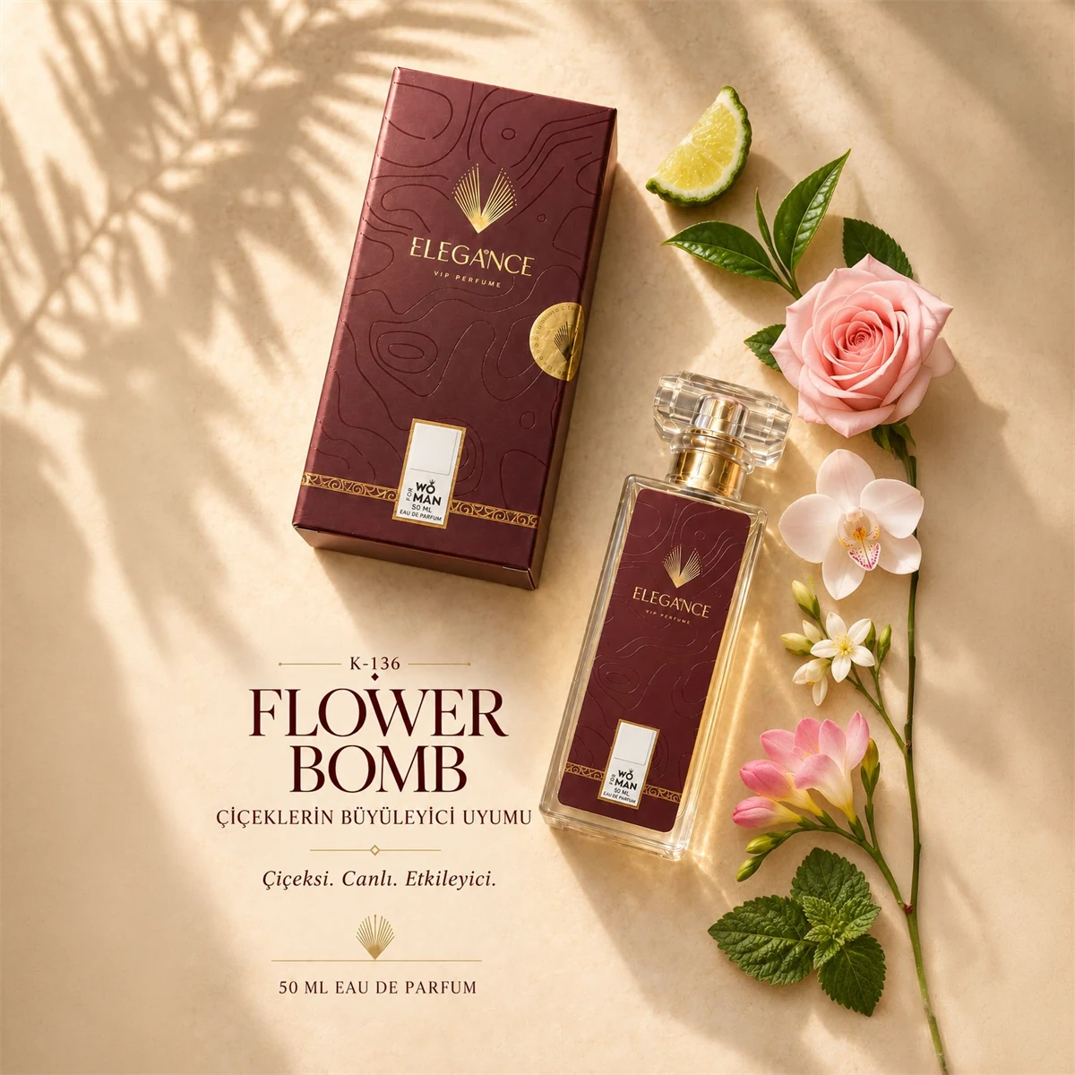 Flower Bomb Edp 50 ml – Çiçeksi ve Oryantal Kadın Parfümü (K-136)