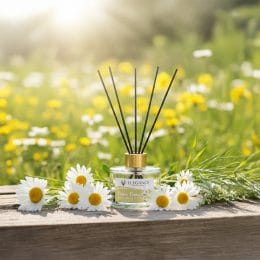 Elegance VIP Kır Papatyası oda kokusu – papatya çiçekleriyle ferahlatıcı ve doğal ortam kokusu sağlayan dekoratif reed diffuser.